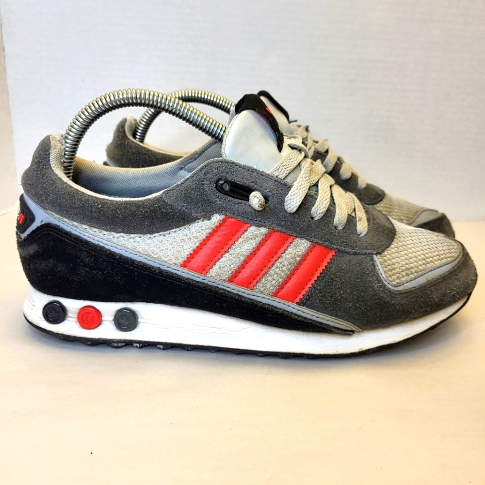 Adidas La Trainer black+ grey suede with mesh upper waffle rubber sole sneaker 8